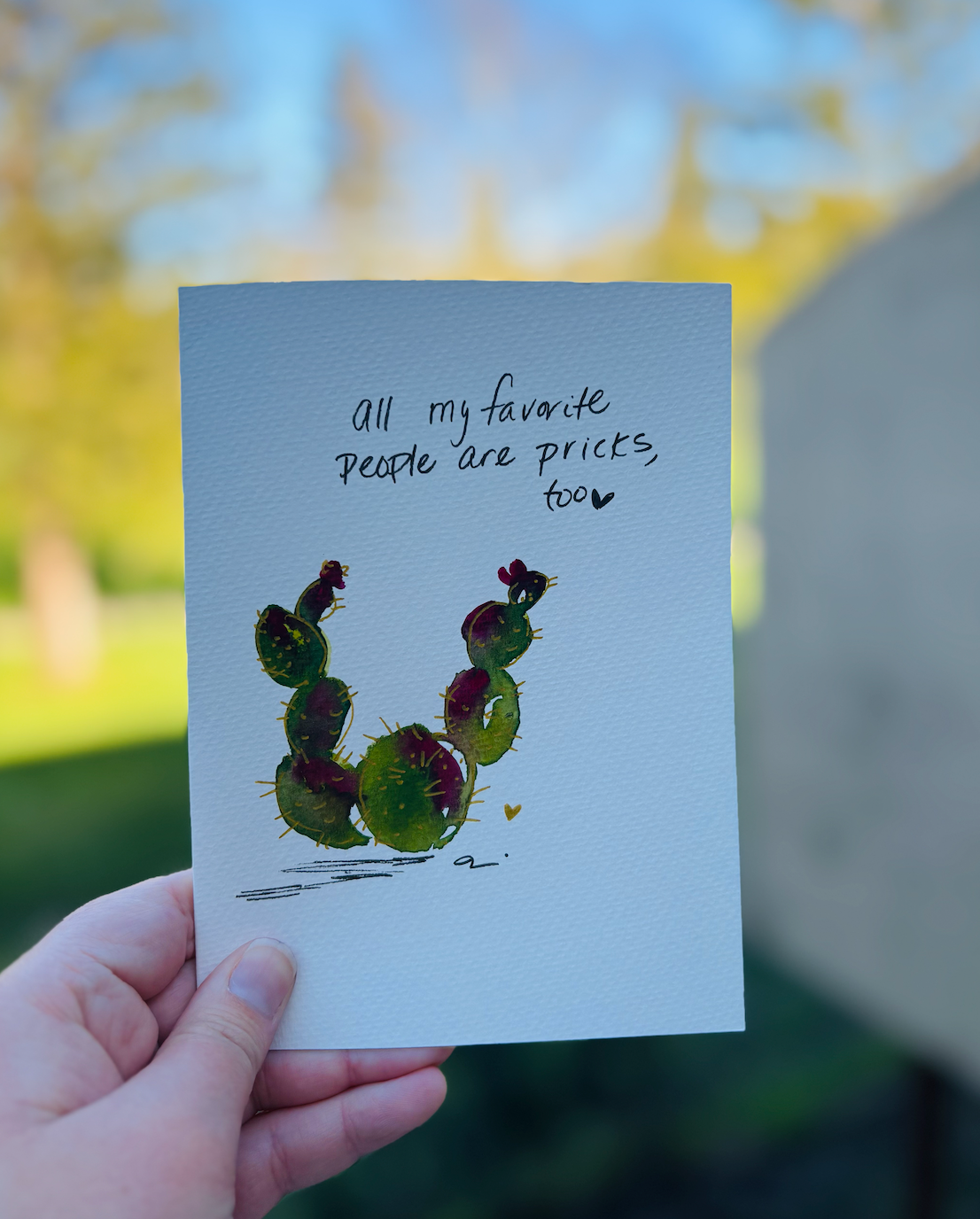 Five Pack - Hand Painted Cactus Themed Cards