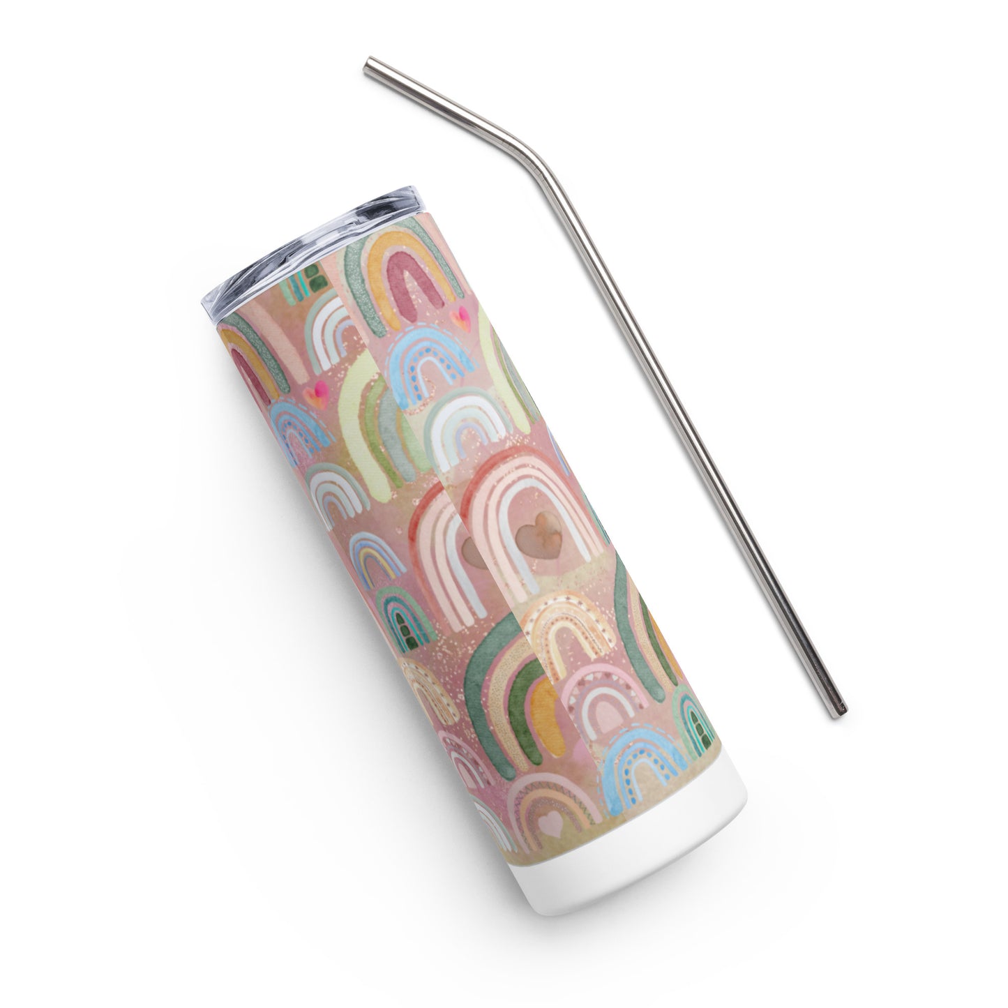 Rainbow print stainless steel tumbler