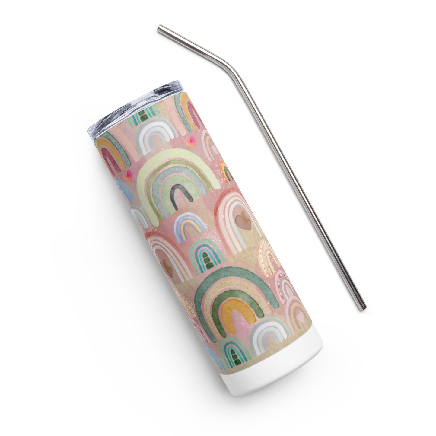 Rainbow print stainless steel tumbler
