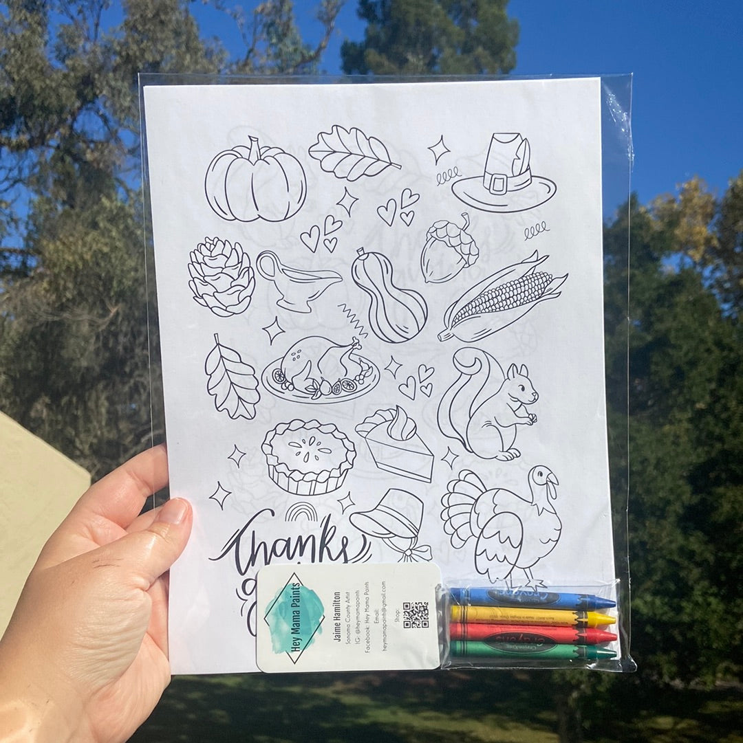 Fall Themed Coloring Pages and Crayons!