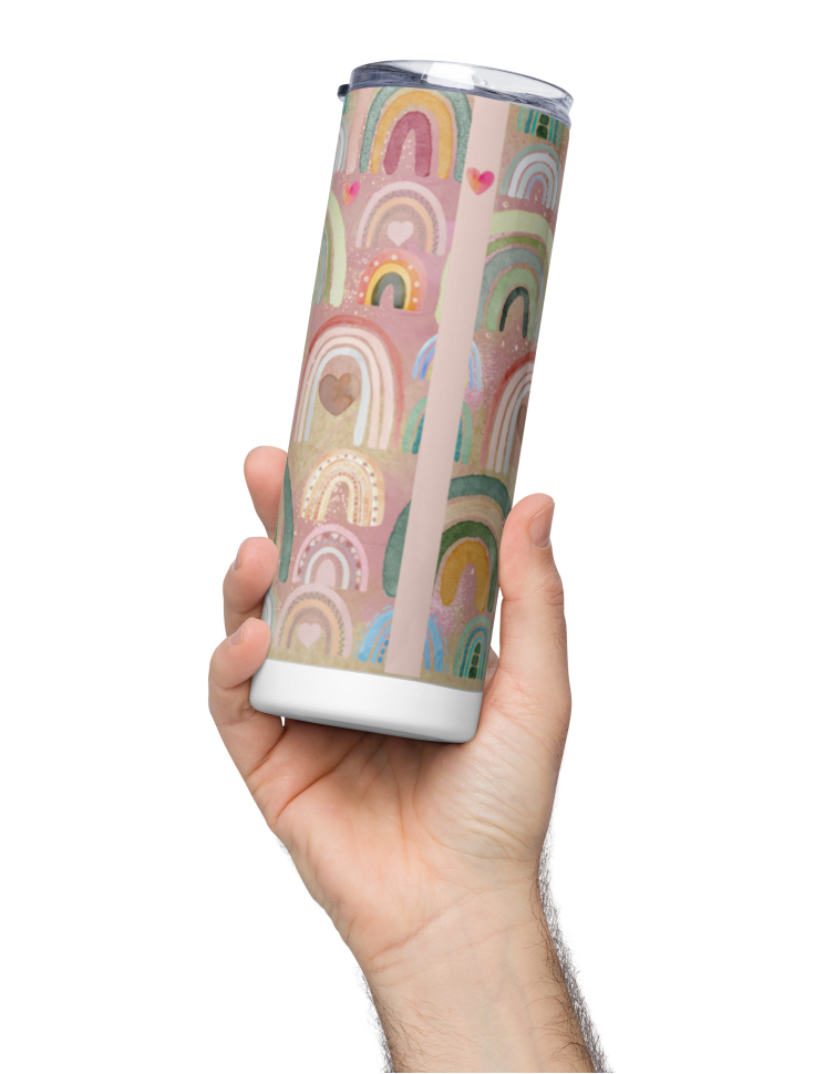 Rainbow print stainless steel tumbler
