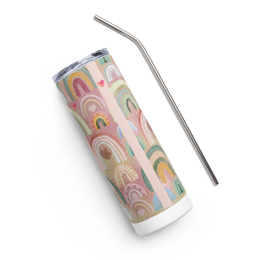 Rainbow print stainless steel tumbler