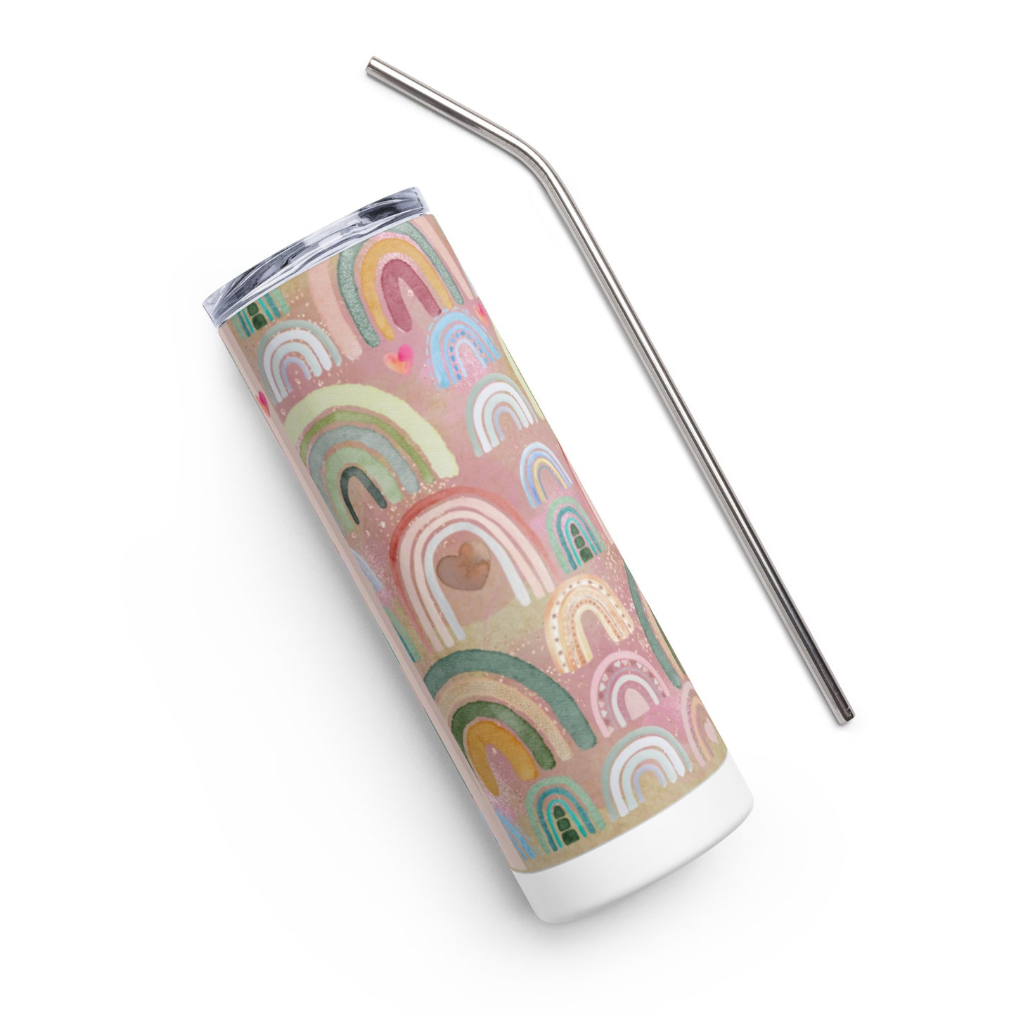 Rainbow print stainless steel tumbler